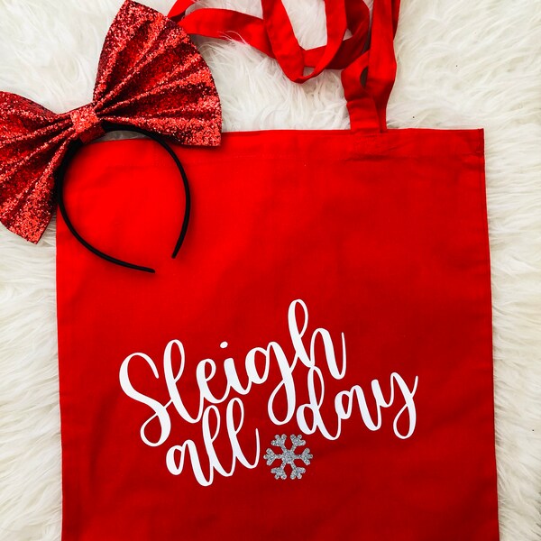 Sleigh All Day Christmas Tote Bag