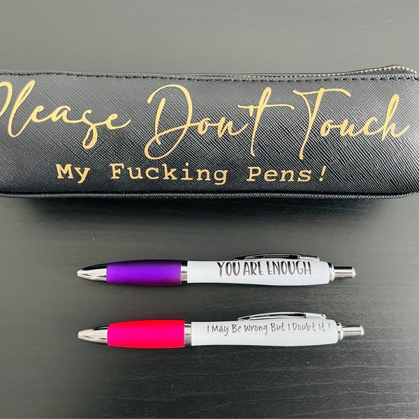 Bitte berühre nicht meine verdammten Stifte | Federmäppchen aus Kunstleder | Tasche | Personalisiert | Beutel | Schreibwaren