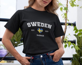 Sweden Shirt | Preppy Collegiate | Swedish Flag Tshirt | Unisex Adult T-shirt