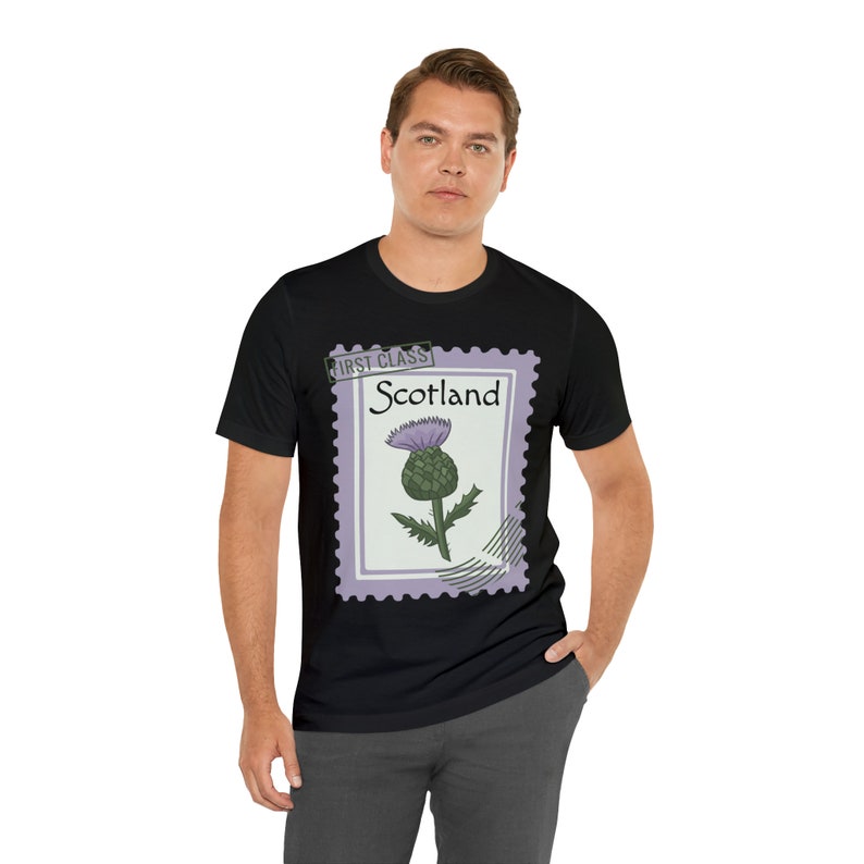 Scotland T-shirt Scottish Thistle Stamp | Unisex Jersey Short Sleeve Tee image 6