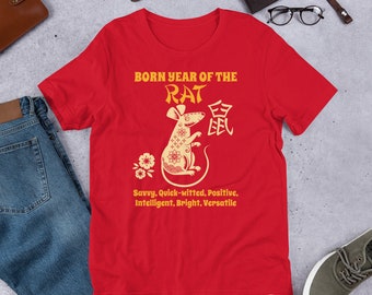 Year of the Rat Zodiac T-Shirt | Positive Traits Tee | Chinese Astrology Birth Year Shirt | Gift for Rat Zodiac Animal