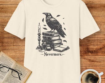 Nevermore Raven Shirt – Edgar Allan Poe Tee, The Raven Poem Shirt, Gothic Literature Gift, Dark Academia Book Lover T-Shirt
