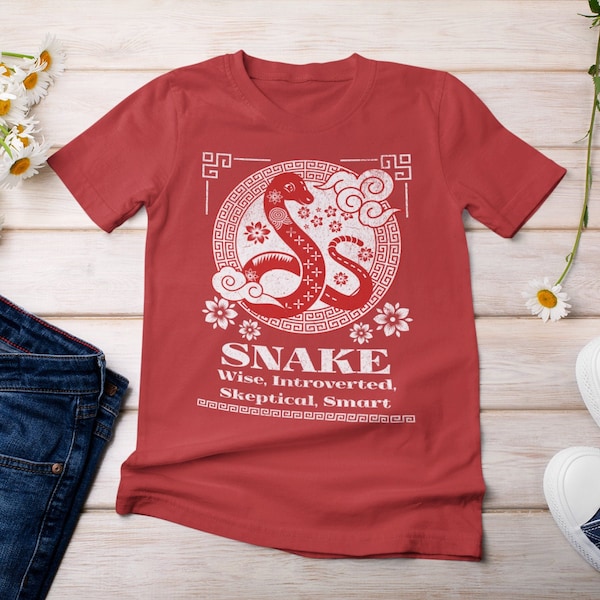 Year of the Snake Zodiac T-Shirt | Positive Traits Tee | Chinese Astrology Birth Year Shirt | Gift for Snake Zodiac Animal Birthday