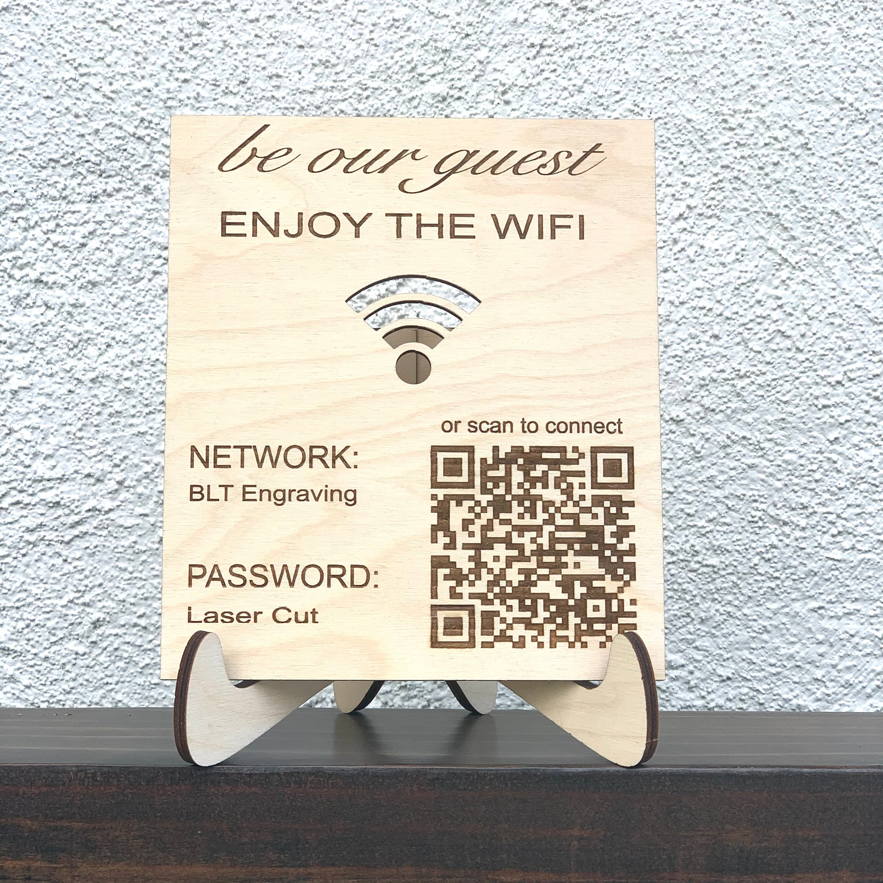 WIFI QR Code Sign Laser Engraved Wifi Password Sign Etsy