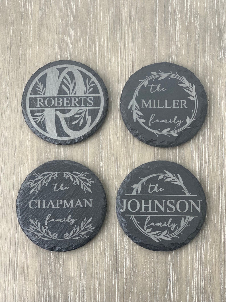 Christmas Slate Drink Coasters Personalized Custom Coasters Laser Engraved Beer Wine Whisky Tea Coffee Home Decor Wedding Gift