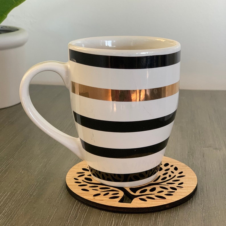 Laser Cut Wood Tree /& Leaf Nature Drink Coasters
