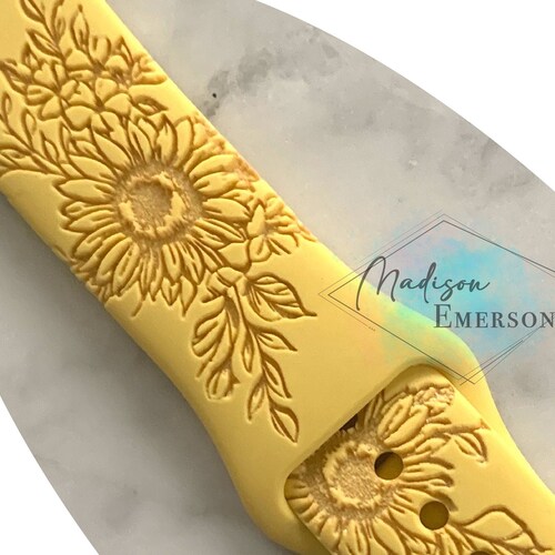 Laser Carved Embossed Brocade Sunflower Silicone Strap (Watch not Included) main image 1