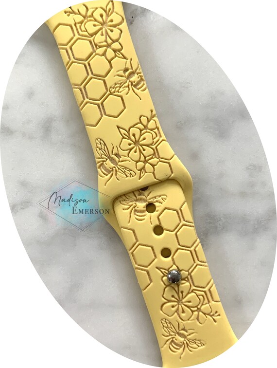 Floral Bee Honeycomb  Watch Band Series Silicone  38 40 41 42 44 45 46 49 mm