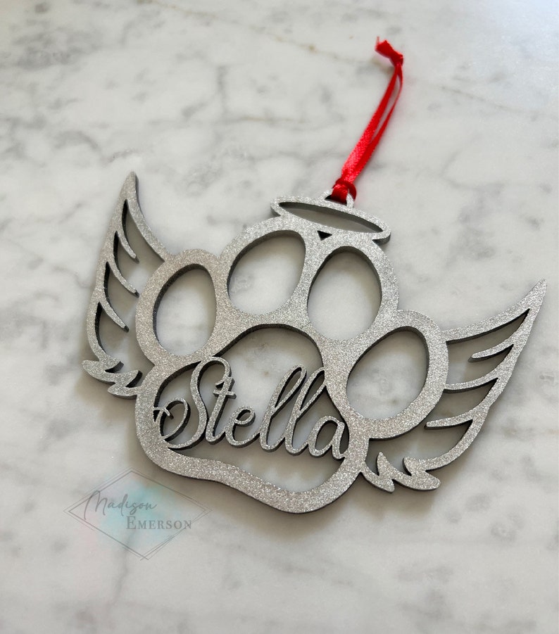 Custom Name Dog Paw With Angel Wings and Halo Pet Memorial Etsy