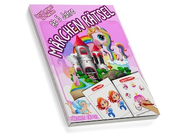 Fairy tale puzzles from 5 years, the big book for girls, logical thinking and painting by numbers, preschool exercises. Gift for girls.