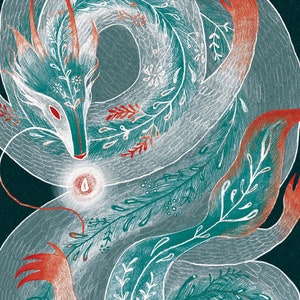 Cracovia Dragon • Japanese dragon • magical art print • Polish folklore