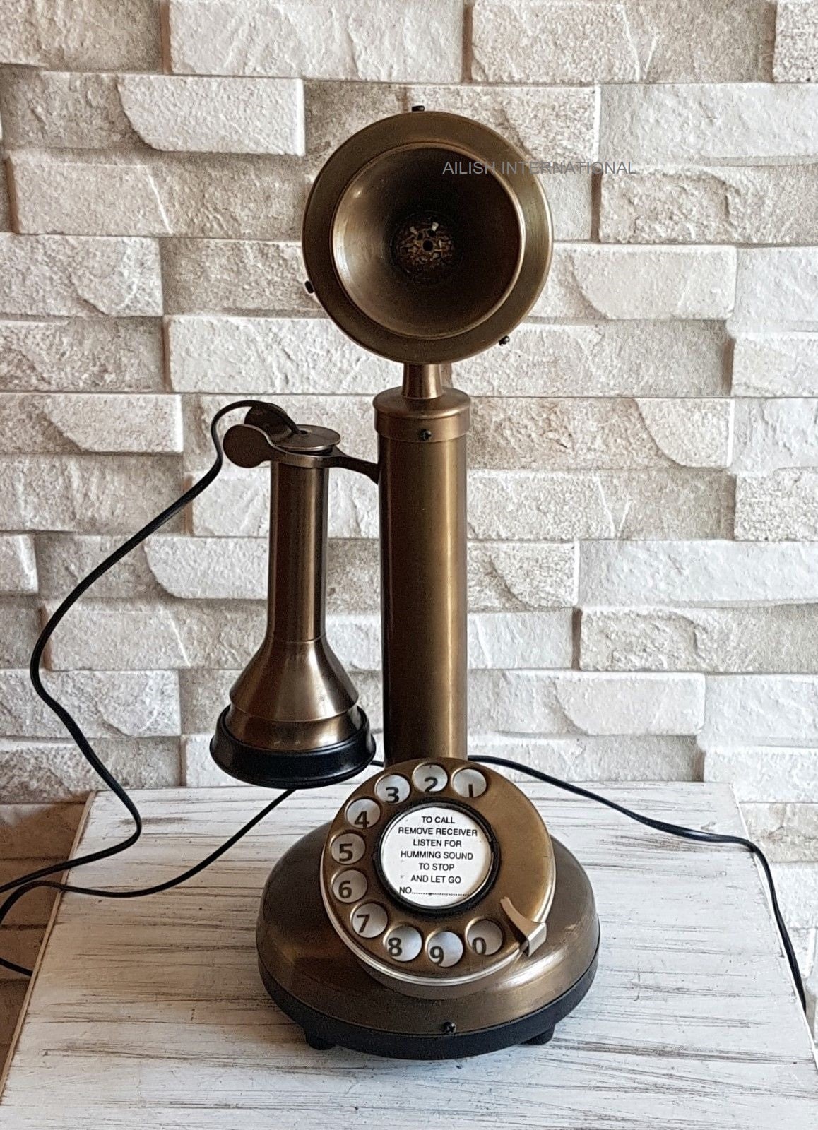 Brass Candlestick Antique Replica Telephone Fully Functional Etsy