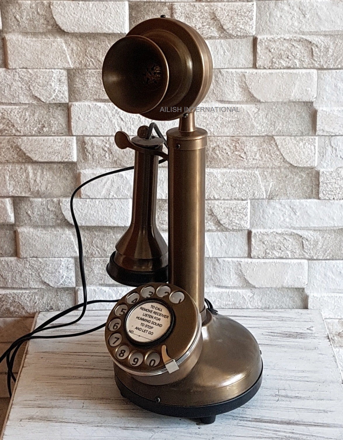 Brass Candlestick Antique Replica Telephone Fully Functional Etsy