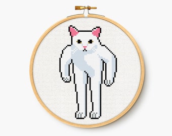 Buff Half Cat Meme - Cross Stitch Pattern - Funny Embroidery Chart - Digital PDF