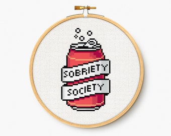 Society Sobriety Cross Stitch Pattern: Modern Embroidery (Digital PDF)