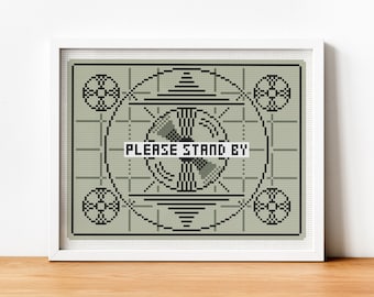 Please Stand By - Cross Stitch Pattern -  Fallout Game Series Inspired Embroidery Chart - Digital PDF