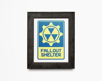 Fallout Shelter Sign - Cross Stitch Pattern - Fallout Game Series Inspired Embroidery Chart - Digital PDF