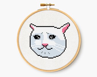 Sad Cat Meme - Cross Stitch Pattern - Funny Embroidery Chart - Digital PDF