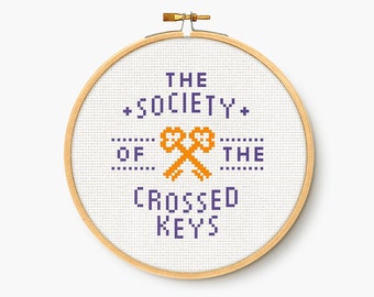 The Society Of The Crossed Keys - Cross Stitch Pattern - Wes Anderson Inspired Embroidery Chart - Digital PDF