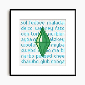 Simlish - Cross Stitch Pattern -  The Sims Game Inspired Embroidery Chart - Digital PDF