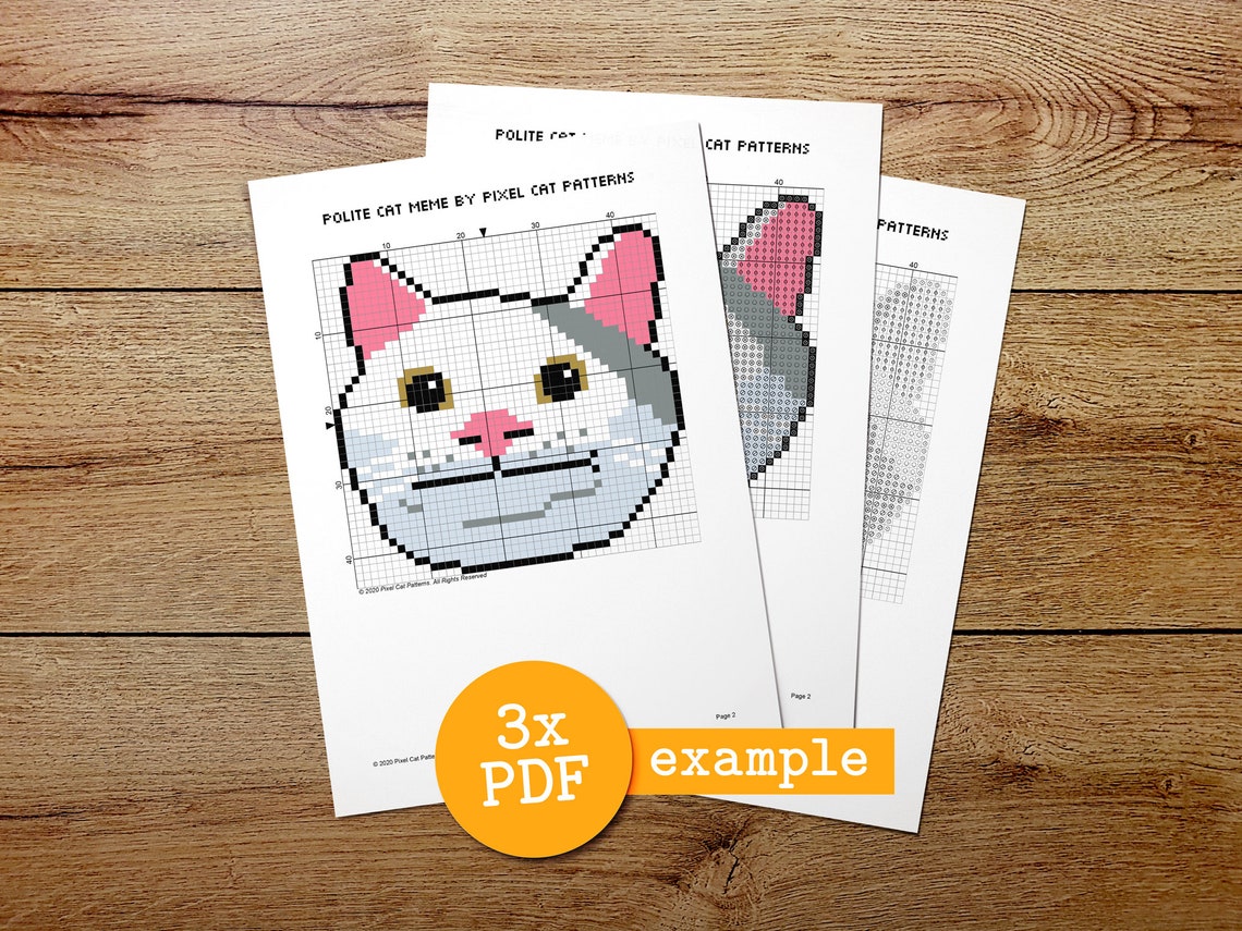 Confused Cat Meme - Cross Stitch Pattern - Funny Embroidery Chart ...