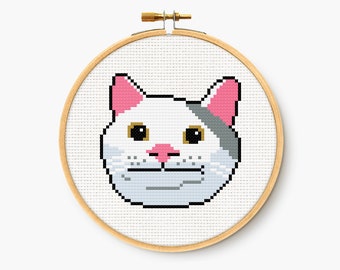 Polite Cat Meme - Cross Stitch Pattern - Funny Embroidery Chart - Digital PDF