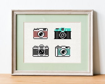 Retro Camera Cross Stitch Pattern: Vintage Photography (Digital PDF)
