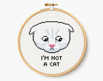 I'm Not A Cat Meme - Cross Stitch Pattern - Funny Embroidery Chart - Digital PDF