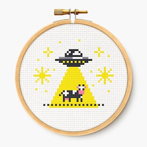 Alien Abduction - Cross Stitch Pattern - X Files Embroidery Chart - Digital PDF
