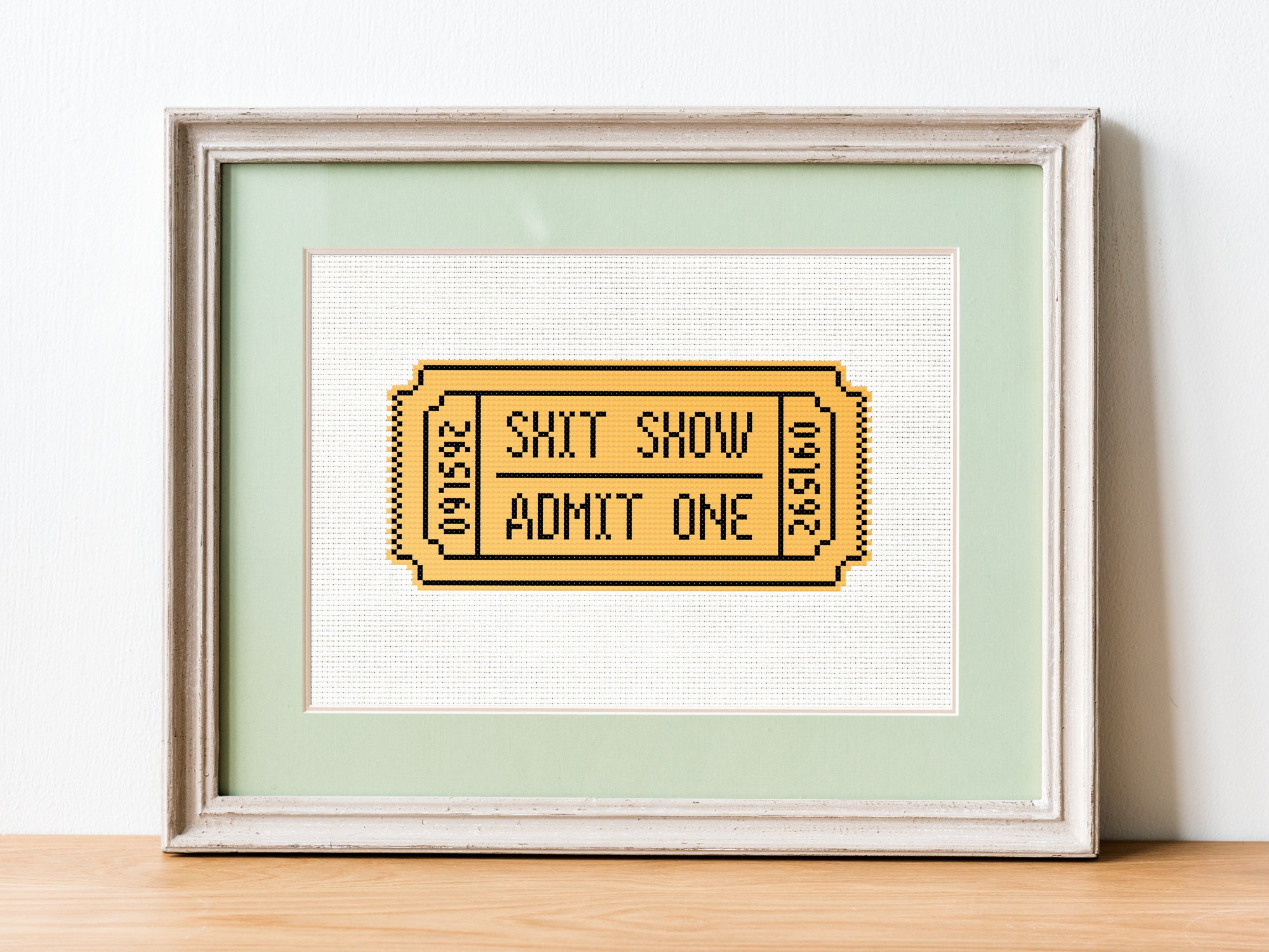 Shit Show Ticket - Cross Stitch Pattern - Funny Embroidery Chart - Digital PDF
