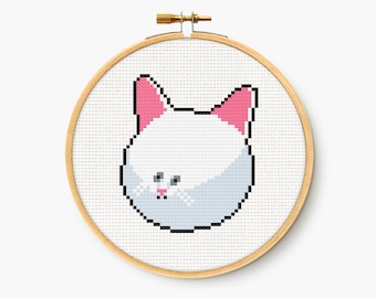 Small Face Cat Meme - Cross Stitch Pattern - Funny Embroidery Chart - Digital PDF