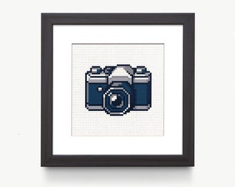 Retro Camera Cross Stitch Pattern: Easy Embroidery (Digital PDF)