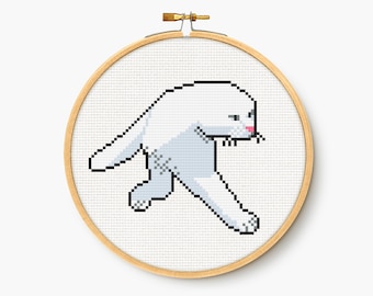 Running Half Cat Meme - Cross Stitch Pattern - Funny Embroidery Chart - Digital PDF