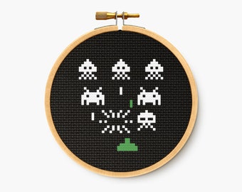 Space Invaders - Cross Stitch Pattern - Retro Game Embroidery Chart - Digital PDF