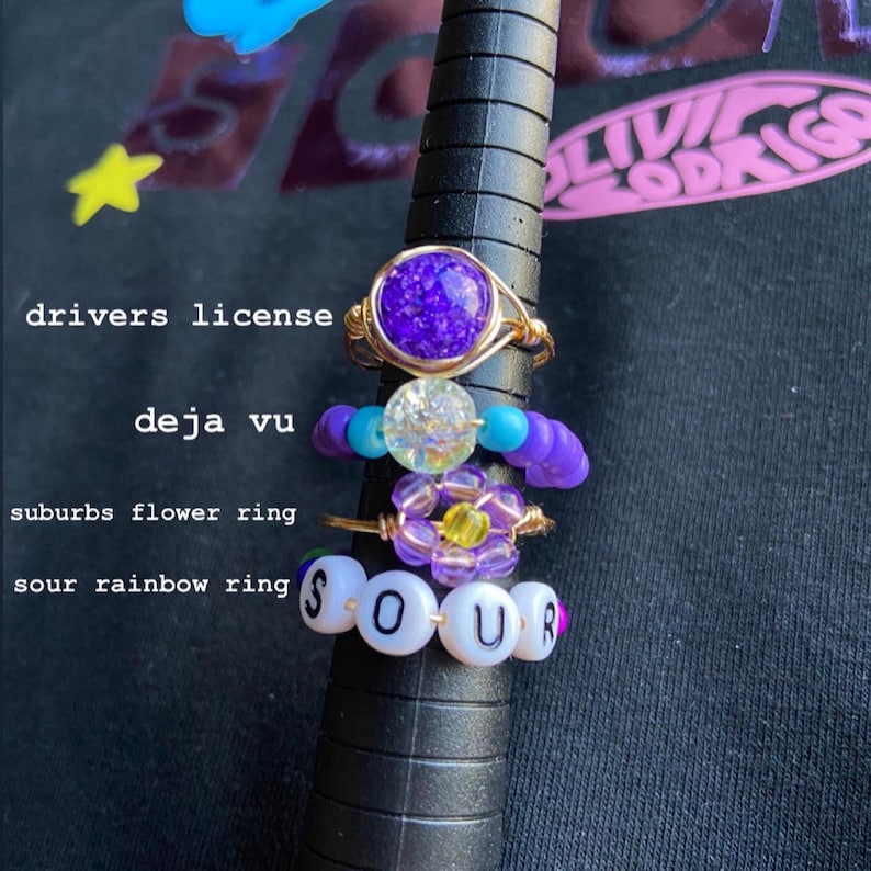 olivia rodrigo “sour” rings, sour mini collection, sour album, hsmtmts, trendy rings 