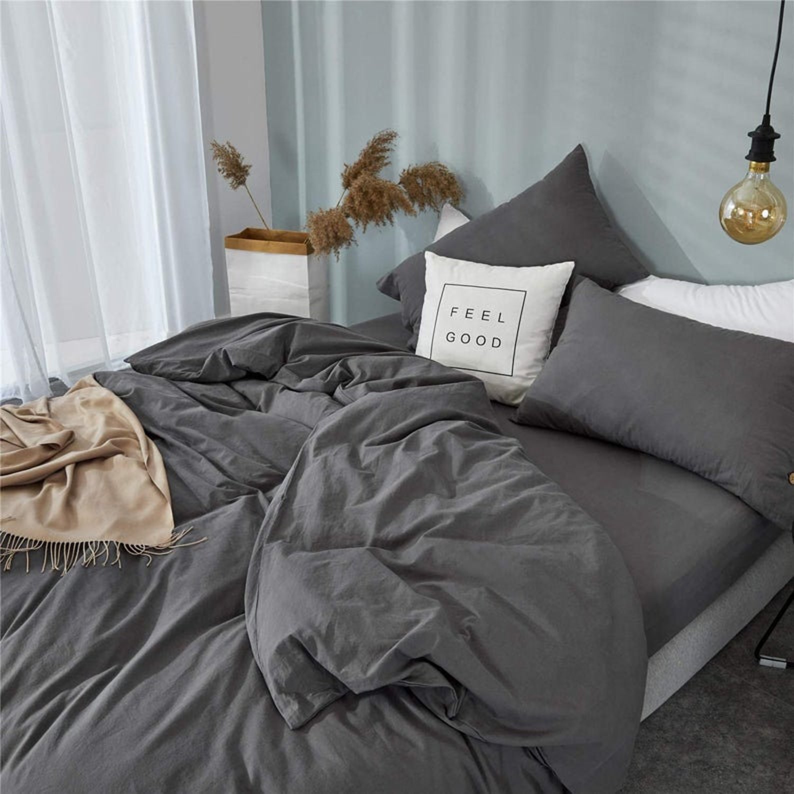 Bohemian Dark Grey Duvet Cover 100 Pure Cotton Duvet Cover Etsy