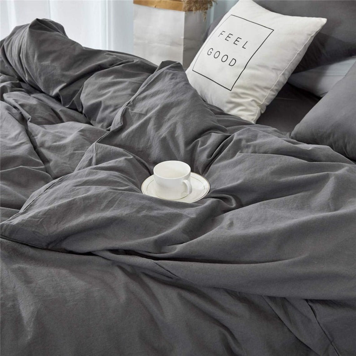 Bohemian Dark Grey Duvet Cover 100 pure cotton Duvet cover Etsy