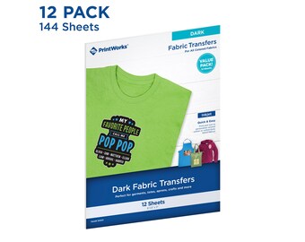 Printworks Dark Fabric Transfers, for All Colored Fabrics, Inkjet Compatible, 8.5" x 11"