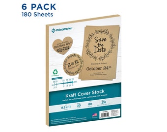 Printworks Kraft Cover Stock, 80lb Cover Stock, 180 Sheets, 8.5” x 11”