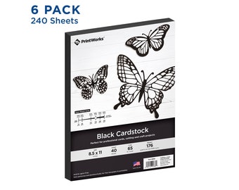 PrintWorks Black Cardstock, Heavyweight, 65 lb Cover, 240 Sheets, 8.5 x 11