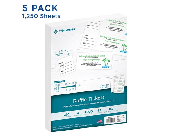 チケット Re Cut Supply Printworks Raffle Tickets With Tear-away Stubs, 8.5 X 11, 67lb
