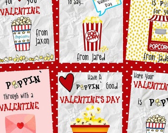 6 POPPIN&#39; POPCORN Valentine Templates-all different-edit text-download in group of 6 or individually-text or email-classrooms-home school