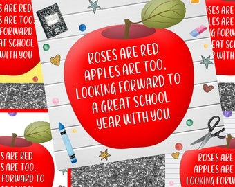 Back to School Apple Gift Tags: Printable Teacher Appreciation (Digital Download)