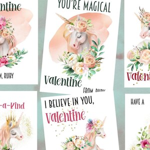 UNICORN MAGIC VALENTINE Templates-6 unique designs of beautiful unicorns-sure to delight your child- send in email-text-mail-hand deliver