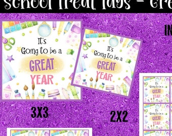 Back to School Treat Tags, Teacher Student Favor (Digital or Printable, editable text)