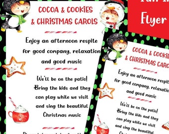 CHRISTMAS PARTY INVITATION-Cookies-Cocoa-Carols-Editable text to personalize for any holiday event-printable or digital-family party invite
