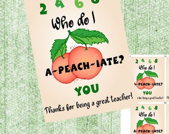 Teacher Appreciation gift tag-Peach-for your favorite teacher-Cute way to cheer them on-instant download-Thank your teacher for this year