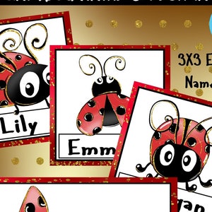 LOVELY LADYBUG CLASSROOM Name tags-Desk tag-editable text-school-church-preschool-student name label-new school year-Student name tag-bug