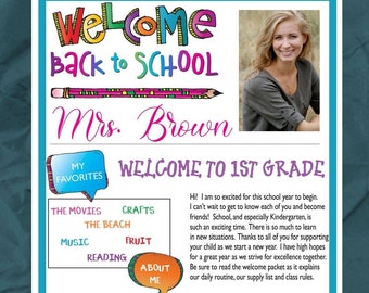 Meet the Teacher Template-all text editable-welcome back to school-teacher newsletter template-personalize-parent information page-welcome