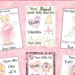 BEAUTIFUL BALLERINA DIVA Valentines- flowers-6 cards with different dancers on each-perfect girl valentine-class party-school-ballet-dance